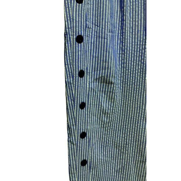 Womens Pinstripe Drawstring Waist Side Button Pull-On Pants Sz L Nautical NEW - Picture 2 of 7